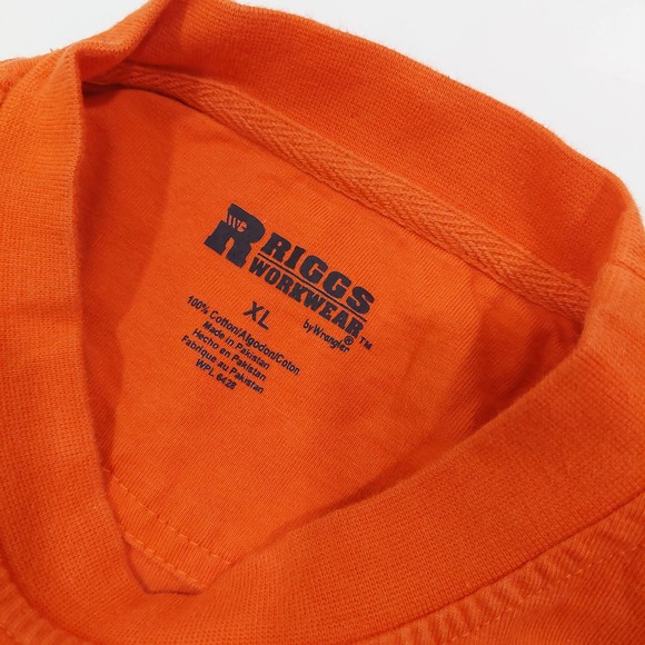 Riggs Workwear by Wrangler Neon Orange Work 100% Cotton Men's Shirt Size XL - Picture 4 of 8
